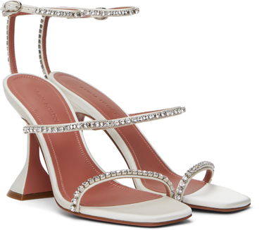 Tenisky a topánky Amina Muaddi Gilda Crystal-Embellished Satin Heeled Sandals Biela | GILDA SANDAL SATIN, 3