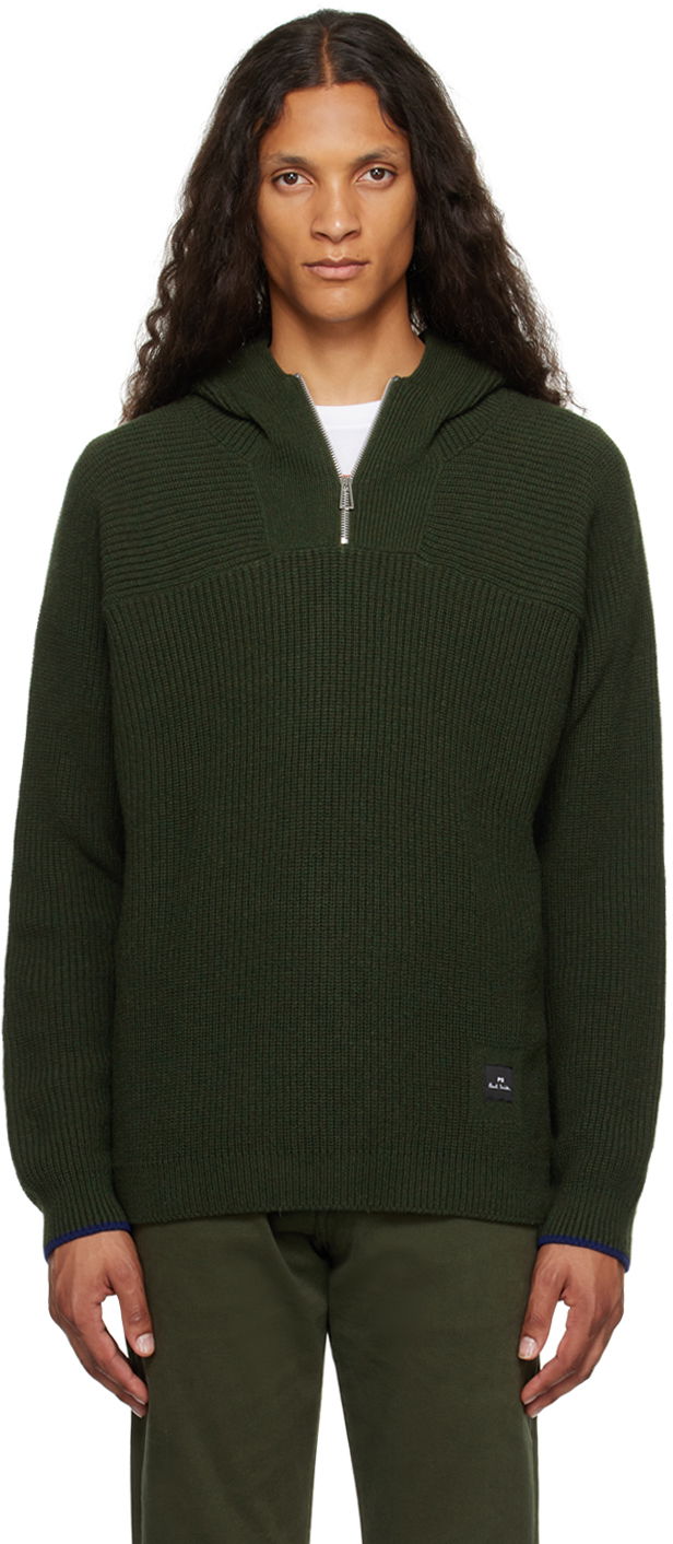 Sveter Paul Smith PS Paul Smith Half-Zip Knit Hoodie Zelené | M2R-234Y-L21938-39