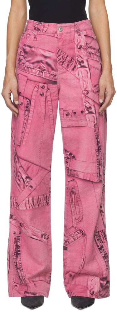Džínsy Blumarine Blumarine Trompe L'œil Print Wide-Leg Jeans Ružová | P422J128A, 0