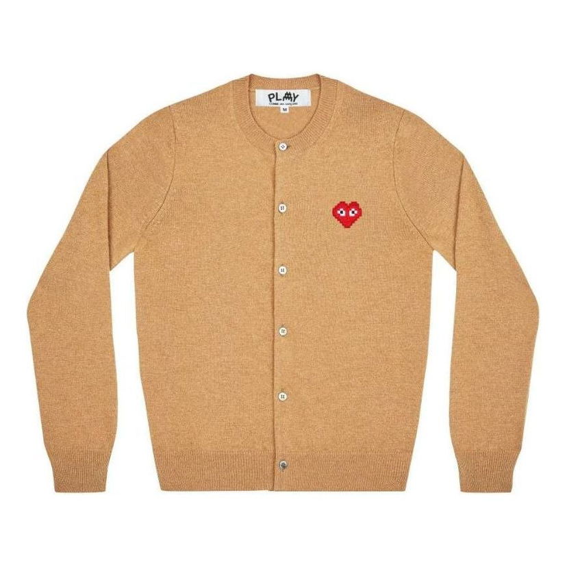 Sveter Comme des Garçons COMME des GARCONS PLAY Women's Cardigan with Invader Emblem Béžová | AZ-N083-051-3
