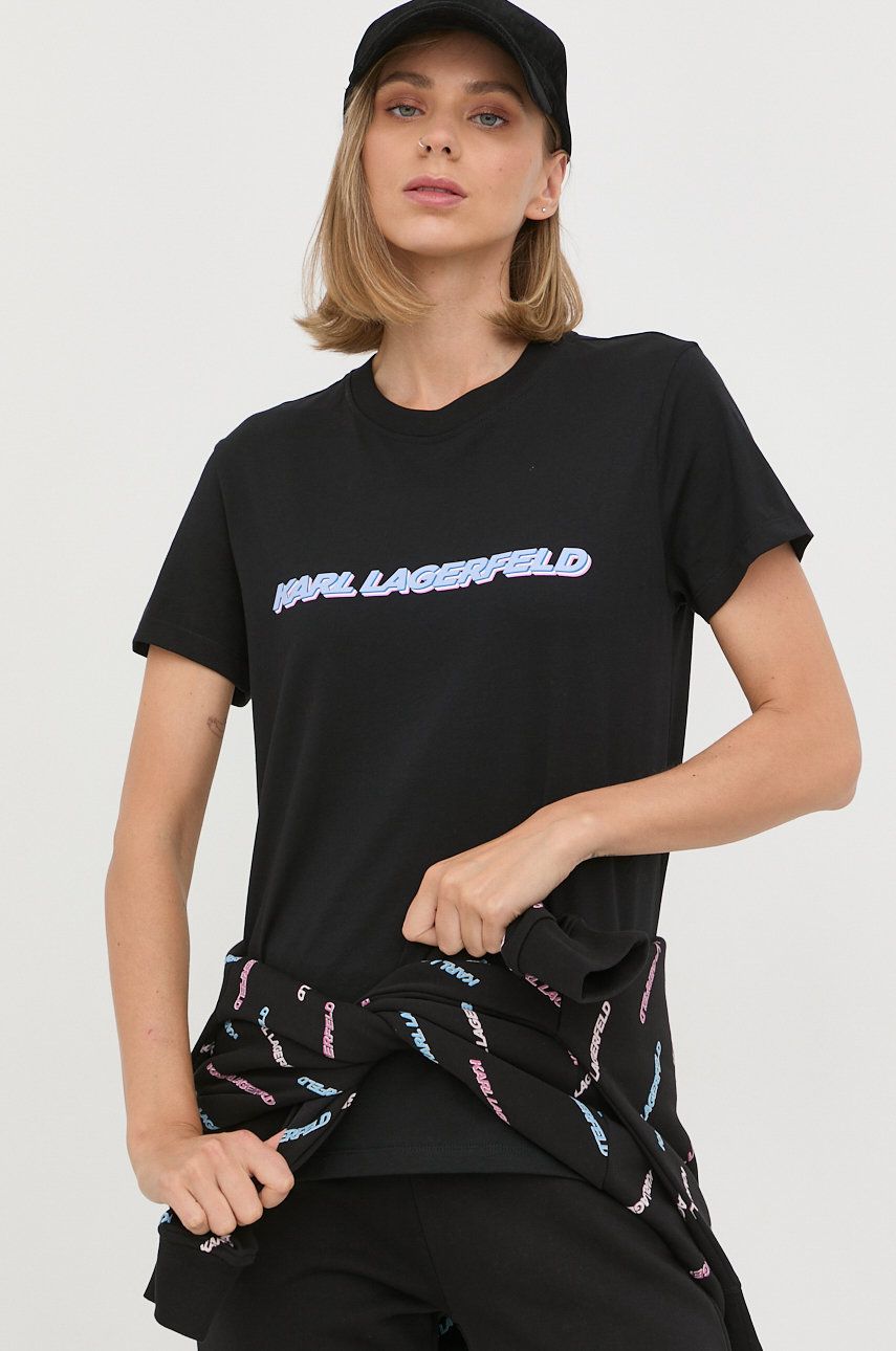 Tričko KARL LAGERFELD T-shirt Čierna | 225W1701, 0