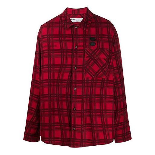 Košeľa Off-White Arrows Sketch Plaid Shirt Červená | OMGA098S20H480202000, 0