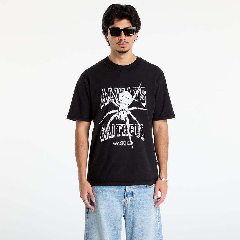 Tričko Wasted Paris T-Shirt Authentic Reverse Faded Always Faithful Spider Graphic Čierna | WP_000322