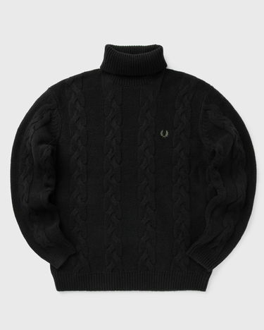 Sveter Fred Perry Chunky Cable Knit Turtleneck Sweater Čierna | K8575-102, 0