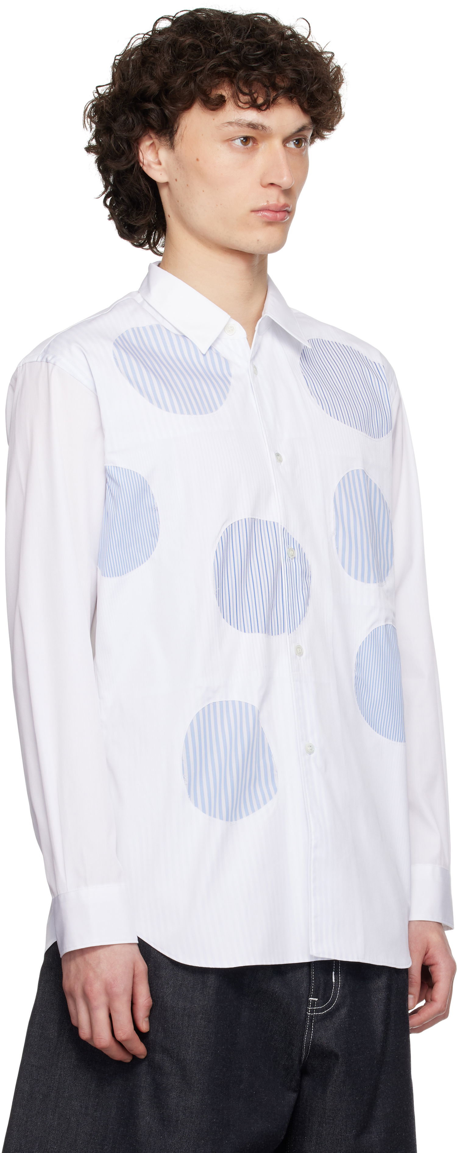 Košeľa Comme des Garçons Comme des Garçons Shirt Plain & Stripe Shirt Biela | FO-B015-S25, 1