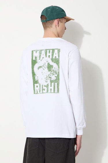 Tričko Maharishi Maharishi Woodblock Dragon Long Sleeve T-Shirt Biela | 1277.WHITE, 0