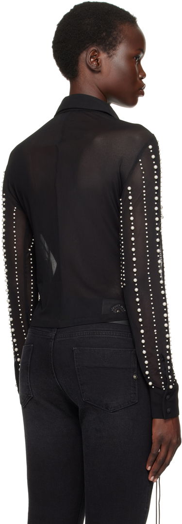 Košeľa Versace Embellished Sheer Button-Up Shirt Čierna | E77HALI13_ECJM01, 2