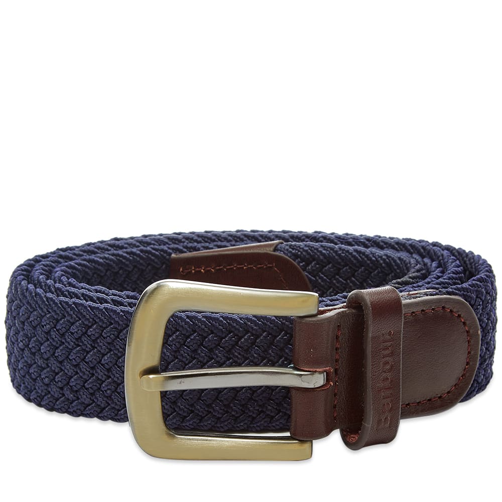 Opasok Barbour Barbour Stretch Webbing Leather Belt Navy | MAC0038NY31, 0