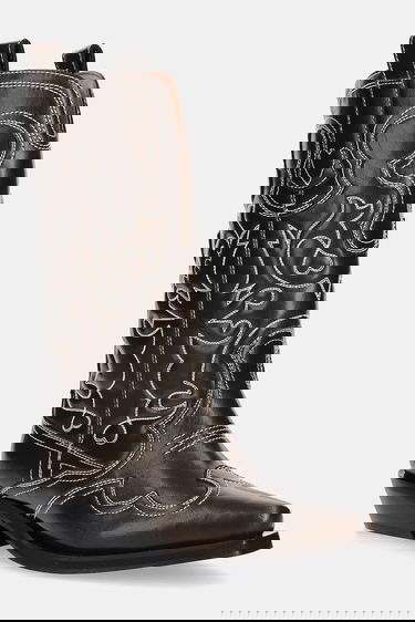 Tenisky a topánky GANNI GANNI Mid Shaft Embroidered Western Boots Hnedá | S3112, 0