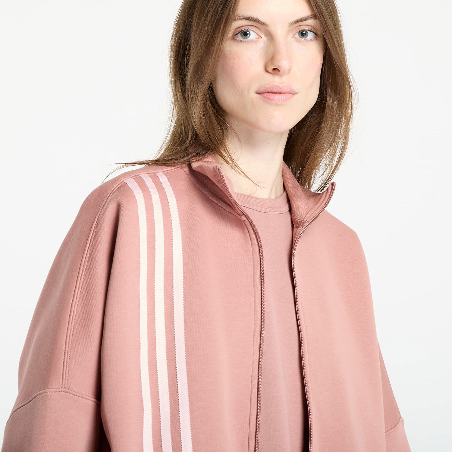 Mikina adidas Performance 3-Stripes Zip-Up Cropped Sweatshirt Ružová | JW3609, 1