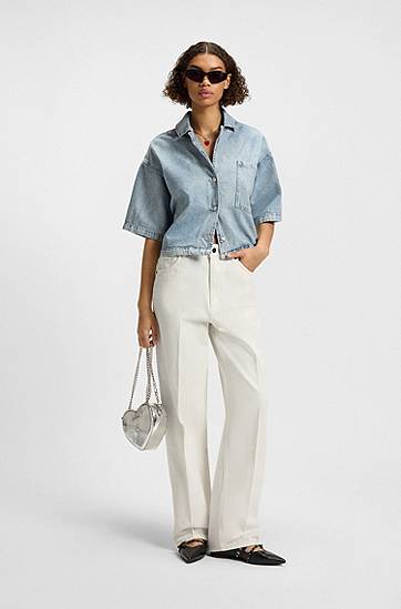 Džínsy BOSS Modern-Fit Rigid Denim Jeans Biela | 50535134, 1