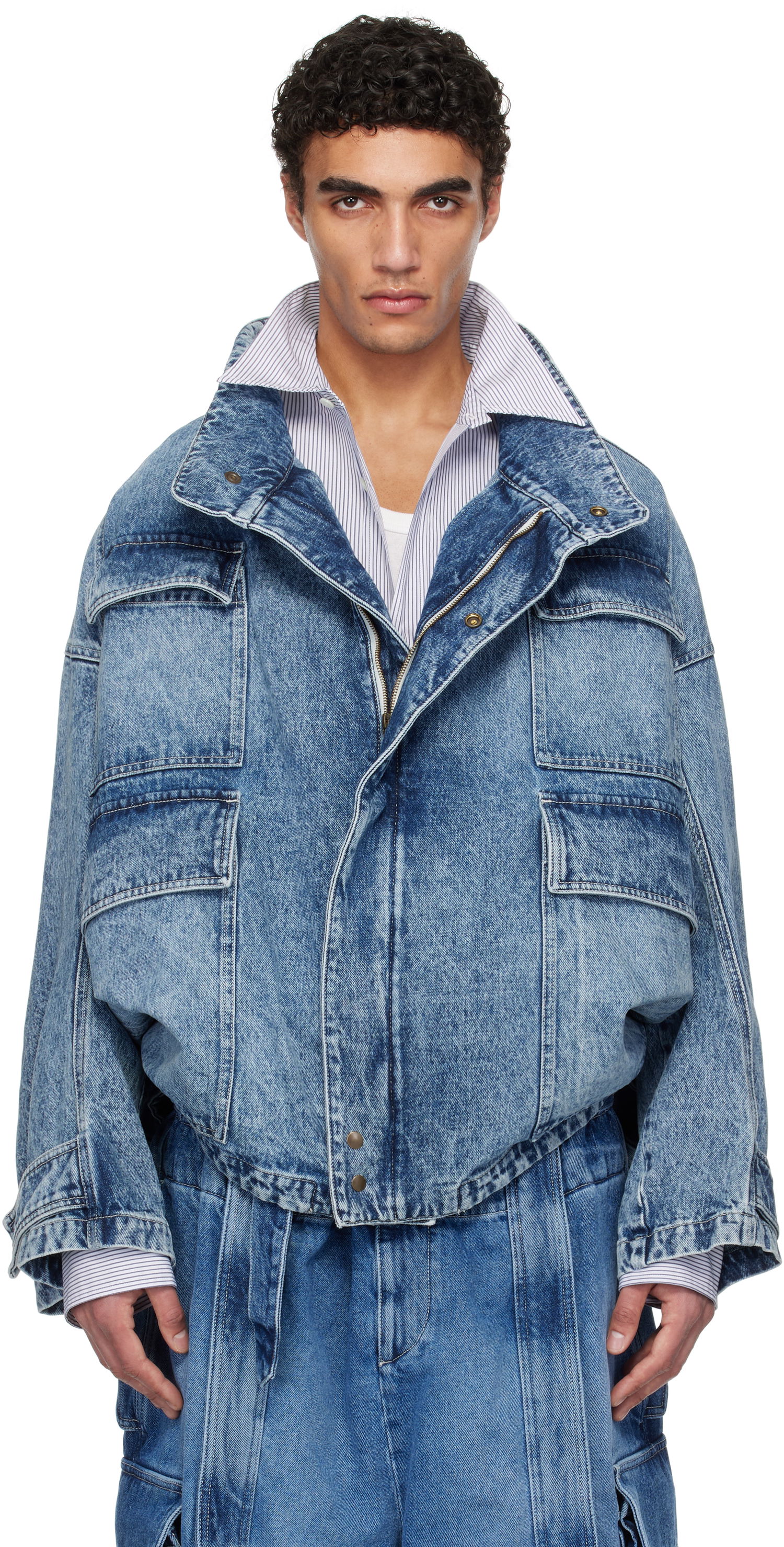Bunda HED MAYNER Hed Mayner Flap Pocket Denim Jacket Modrá | HMMA67024A-HA190, 0