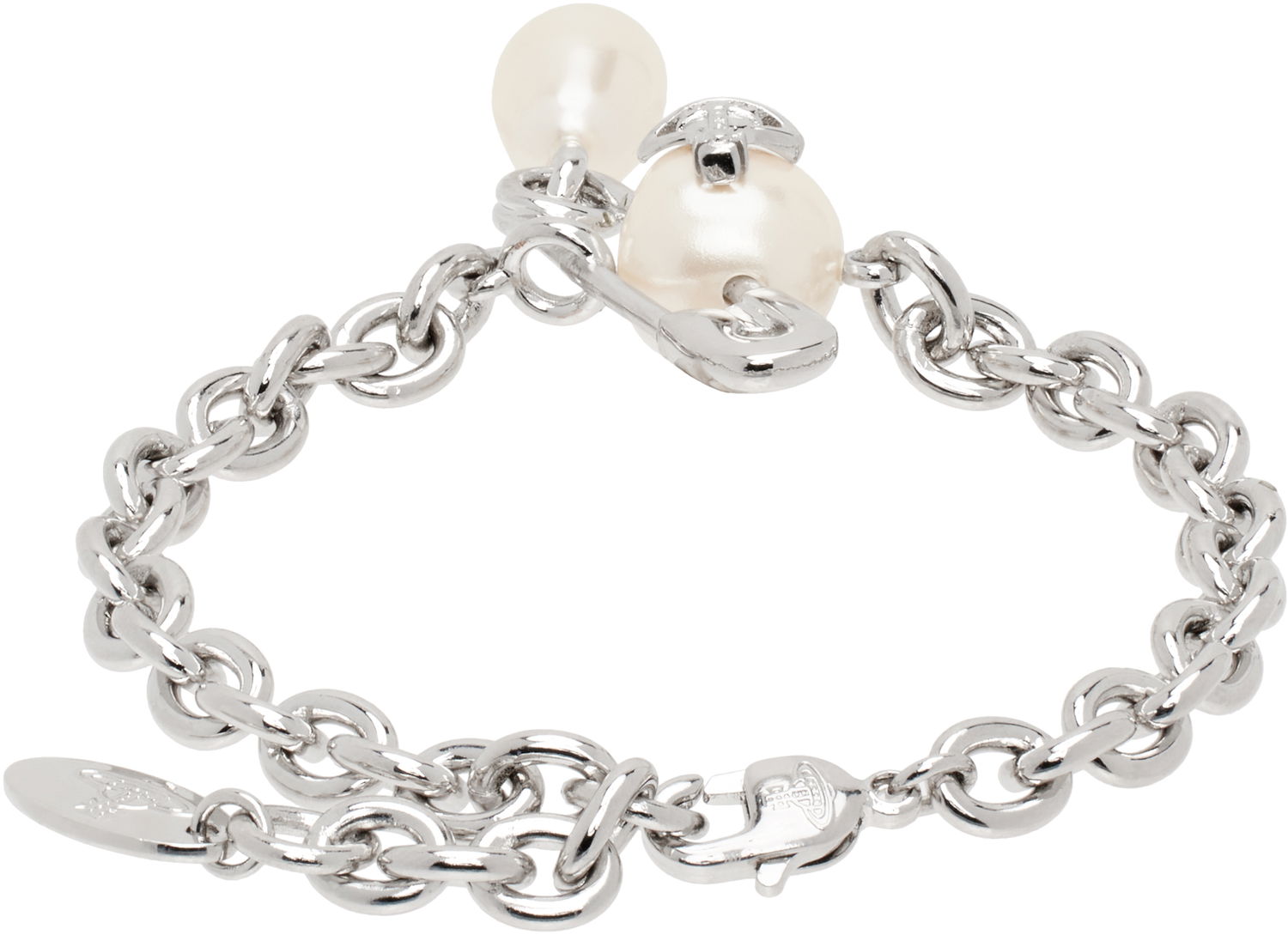 Náramok Vivienne Westwood Vivienne Westwood Claude Small Chain Bracelet with Pearl Charms Metalická | 61020246-02P103-, 1