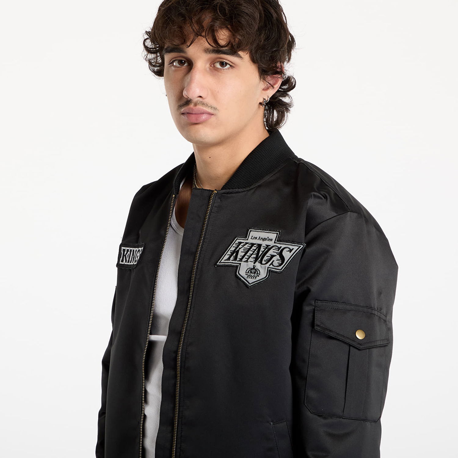 Bomber bunda Mitchell & Ness Team Leader Satin Bomber Jacket Čierna | JK8095-LAKBLCK, 1