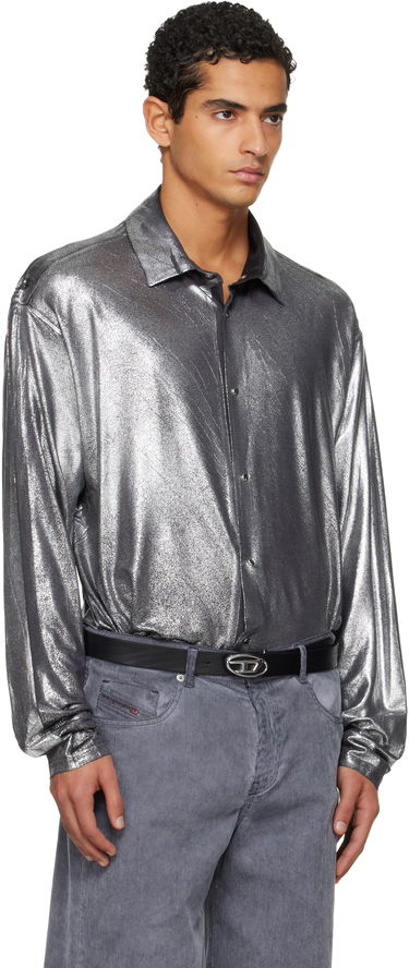 Košeľa Diesel Foiled Long-Sleeve Button-Up Shirt Metalická | A19410-0NKCU-9AW, 1