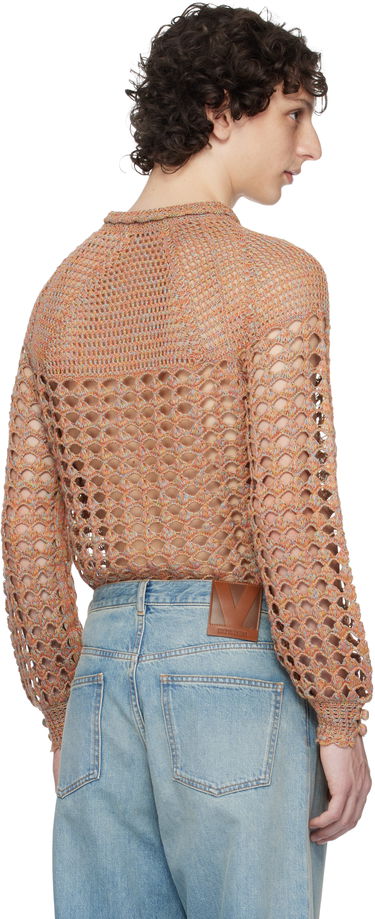 Sveter Valentino Valentino Cotton & Linen Knit Polo Sweater Oranžová | 6V0KC34AAUTAH2, 2