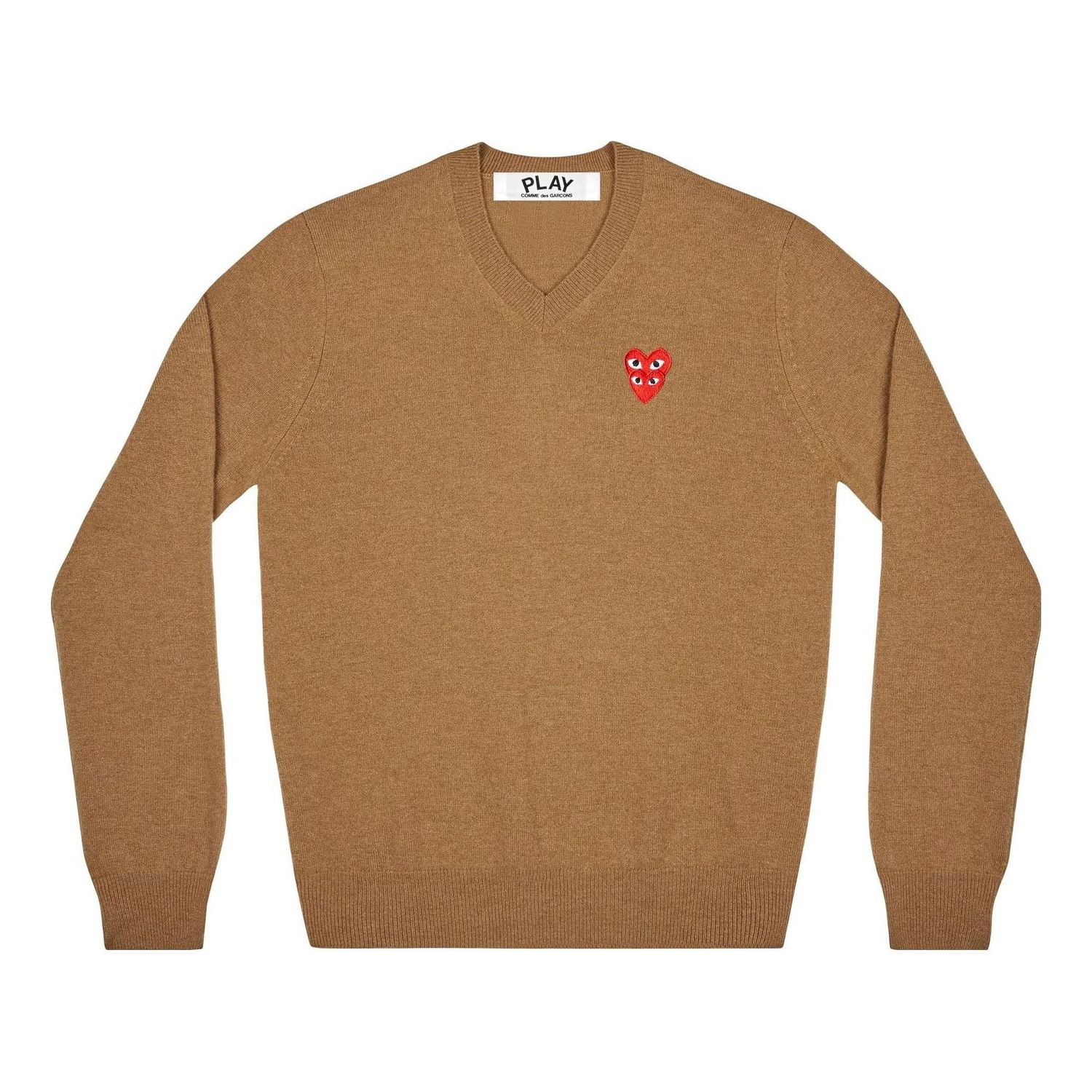 Sveter Comme des Garçons COMME des GARCONS PLAY V-Neck Pullover with Red Emblem Hnedá | AZ-N073-051-3, 0