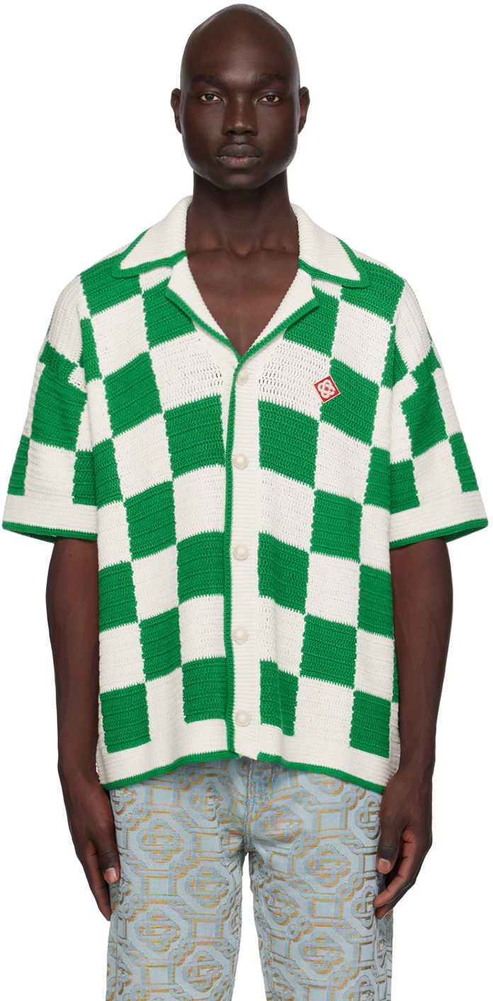 Košeľa Casablanca Scuba Shirt Rôznofarebný | MF23-KW-485-01 KNIT WHITE/ GREEN, 0