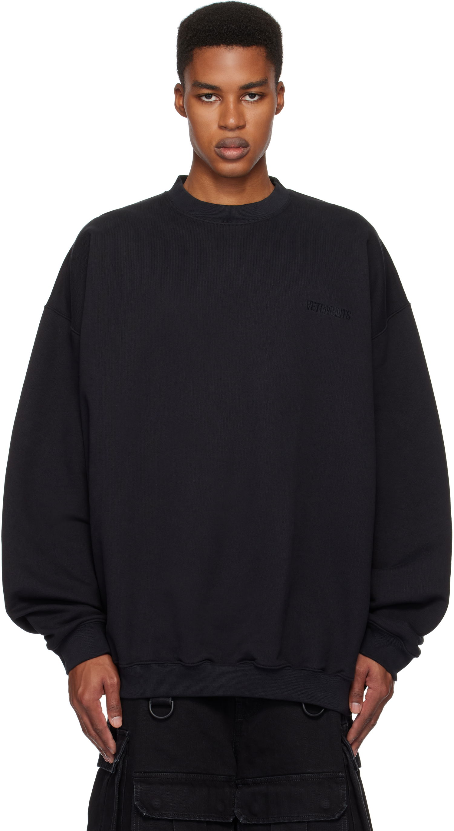 Mikina VETEMENTS Embroidered Logo Oversized Sweatshirt Čierna | UA66CW640B, 0