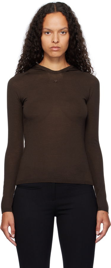 Mikina Courrèges Light Knit Hoodie Hnedá | 424MPU200FI0060, 0