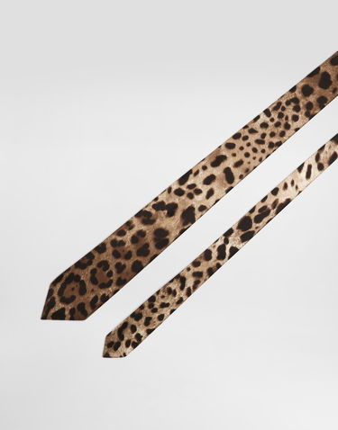 Doplnky Dolce & Gabbana Dolce & Gabbana Satin Tie with Leopard Print Hnedá | GT181EFS1GTHY13M, 2