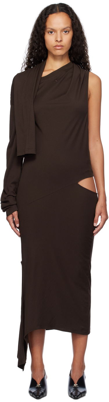 Šaty Courrèges Off Shoulder Midi Dress Hnedá | 424JRO486JS0175, 0
