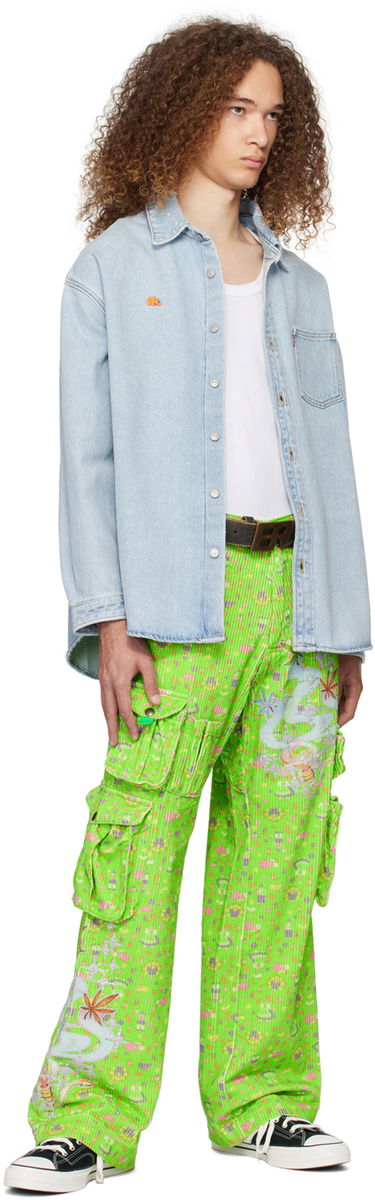 Cargo nohavice ERL Glittered Cargo Pants Zelené | ERL07P001, 3