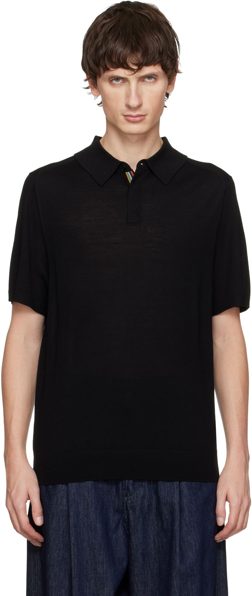 Polo tričko Paul Smith Paul Smith Merino Wool Short Sleeve Polo Čierna | M1R-529Z-T02093-79