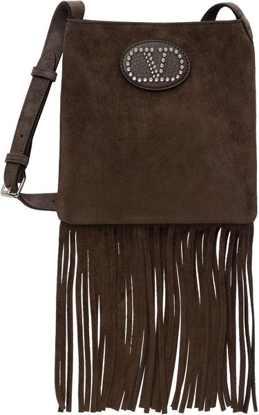 Taška cez rameno Valentino Valentino Garavani Nellcôte Suede Fringe Small Crossbody Bag Hnedá | 6W2B0R30TYW, 0