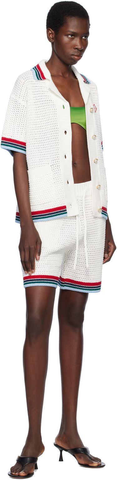 Sveter Casablanca Casablanca Gothic Crochet Knit Polo Shirt Biela | WS25-KW-1063-01, 3