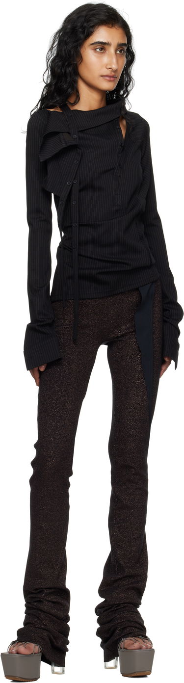 Košeľa Ottolinger Ada Pinstripe Asymmetric Long Sleeve Blouse Čierna | 102-105904-01, 3