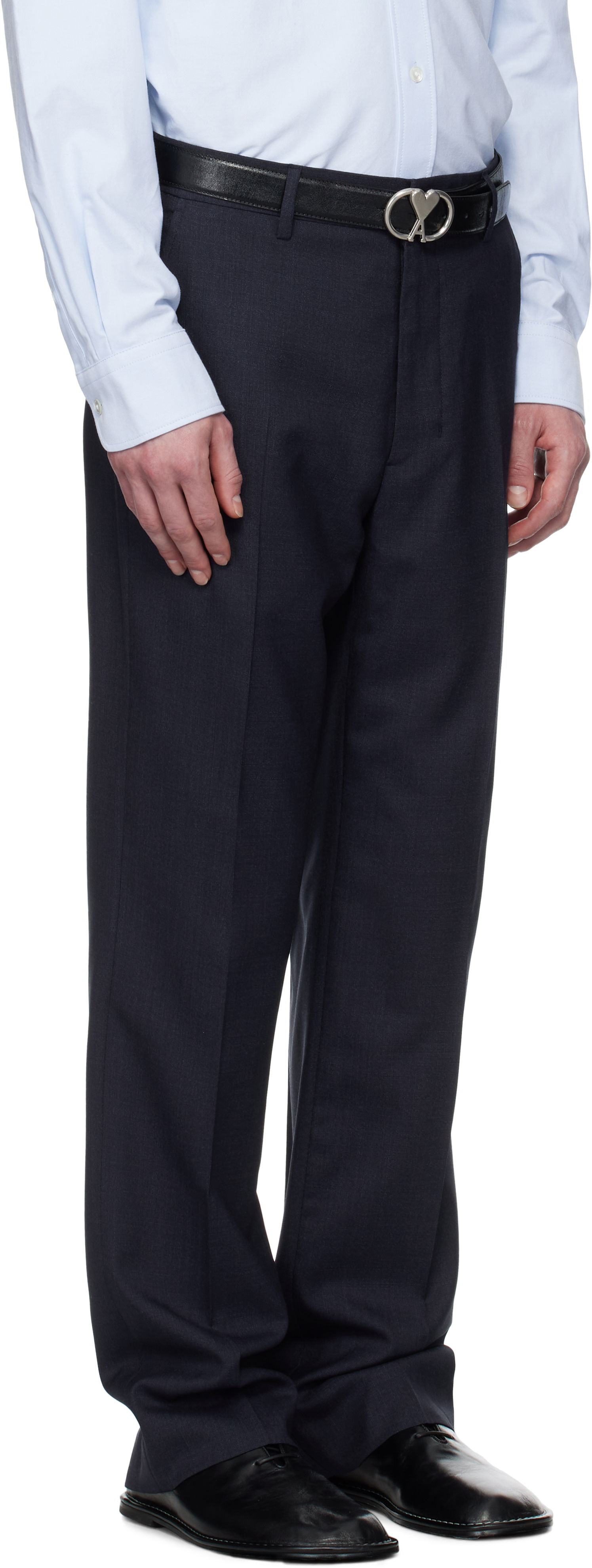 Nohavice AMI AMI Paris Straight Fit Trousers Navy | HTR506.WV0043, 1