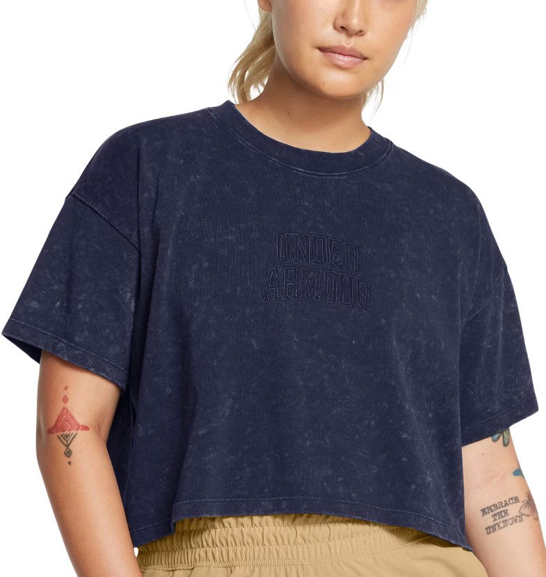 Crop Top Under Armour Varsity Cropped T-Shirt Navy | 1389153-410, 0