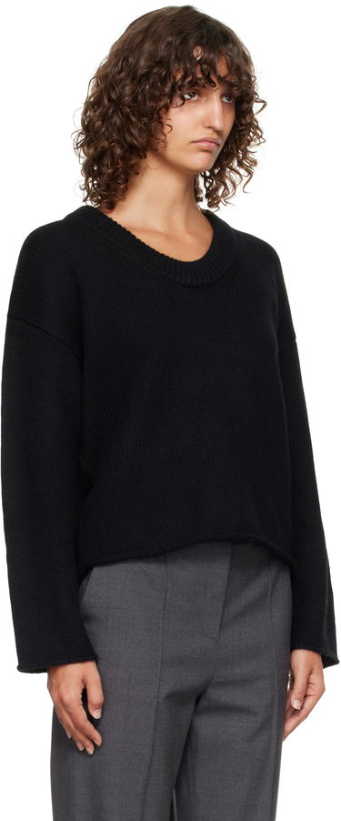Sveter Loulou de Saison Loulou de Saison Derry Plunging U Neck Sweater Čierna | DERRY, 1