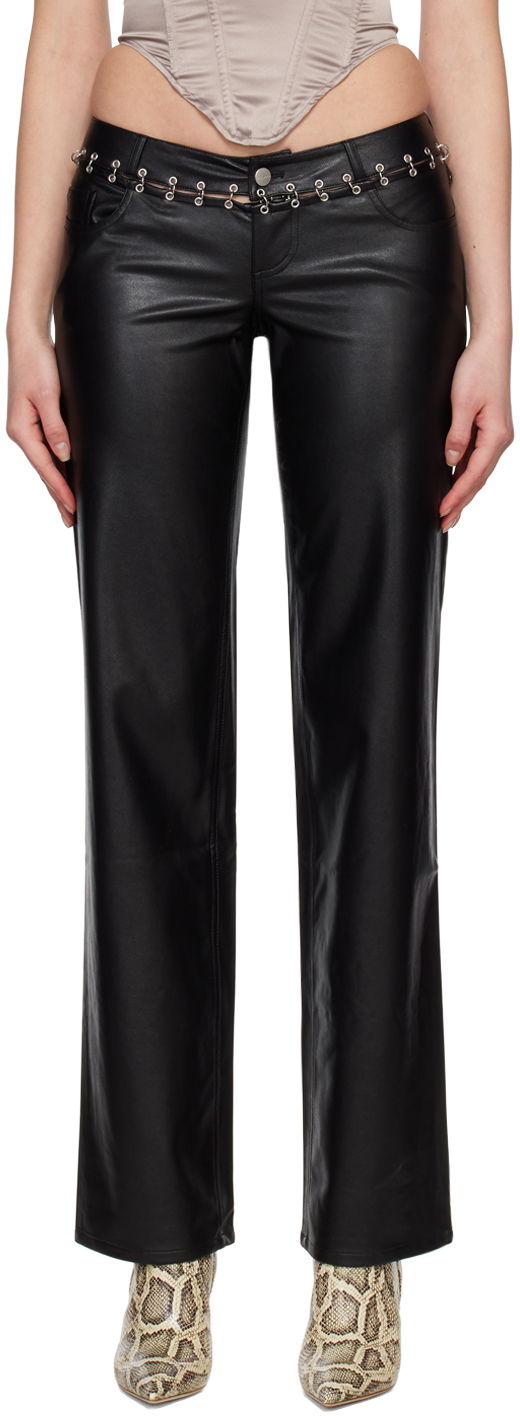 Nohavice Miaou Miaou Marco Faux-Leather Pants Čierna | 1033PUBLK