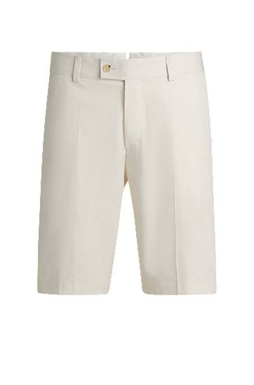 Šortky BOSS Tapered-Fit Cotton-Silk Blend Stretch Shorts Biela | 50538678, 0