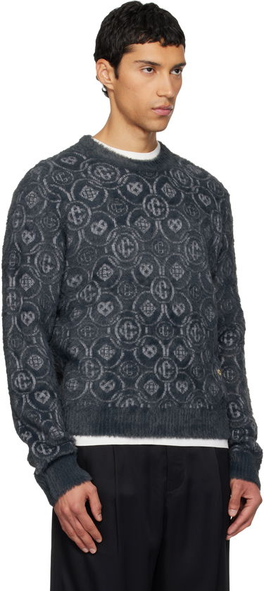 Sveter Casablanca Fluffy Monogram Sweater Šedá | M-AW25-KW-1095-01, 1