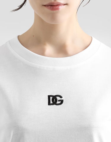 Tričko Dolce & Gabbana Dolce & Gabbana Jersey T-Shirt with DG Logo Embroidery Biela | F8V42ZGDCYEW0800, 3