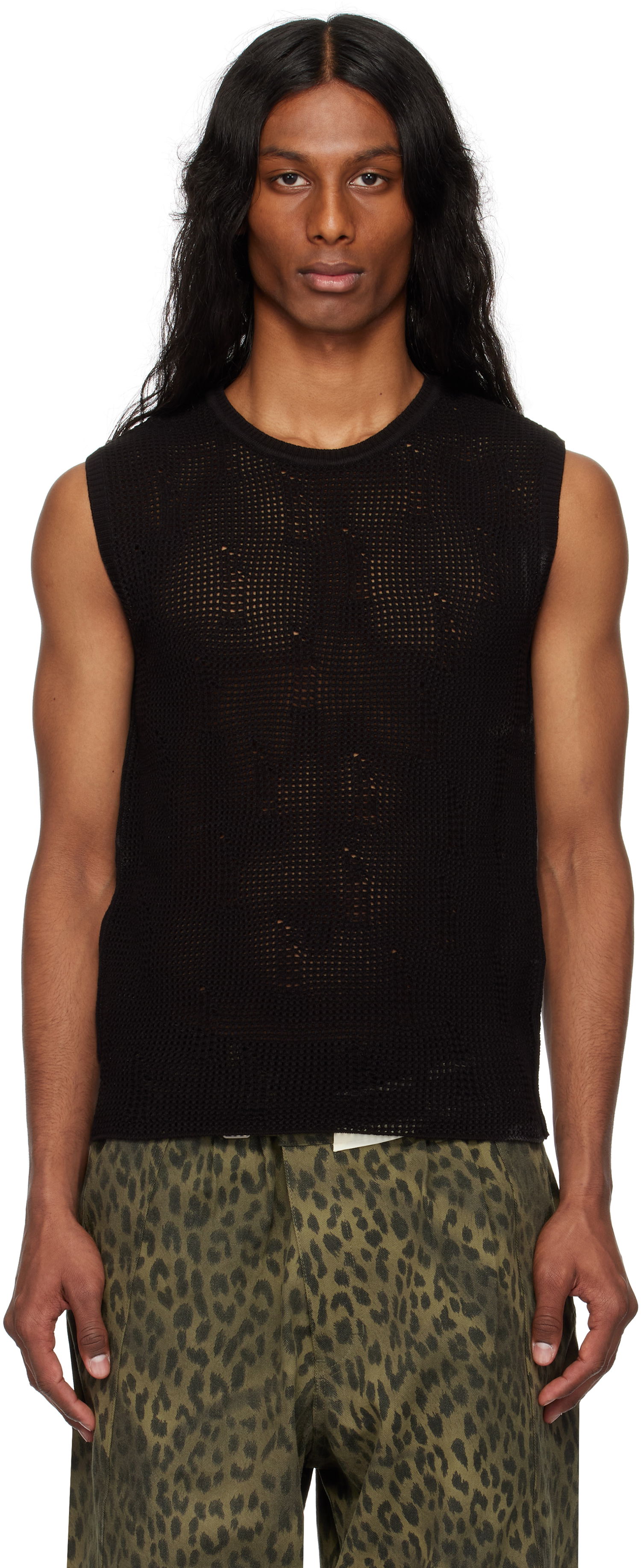 Tielko Andersson Bell Andersson Bell Net Damaged Sleeveless Tank Top Čierna | atb1328m, 0