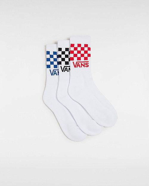 Ponožky Vans Kids Drop V Classic Check Crew Socks (3 Pairs) Biela | VN000EZ26M3, 0