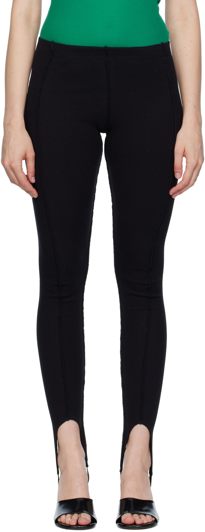 Legíny Baserange Baserange Sync Ribbed Stirrup Leggings Čierna | PASL-RCR-AU25