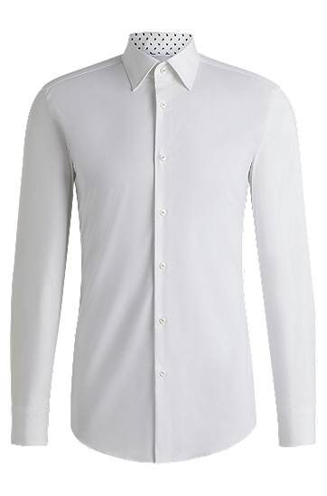 Košeľa BOSS Slim Fit Easy-Iron Stretch-Cotton Poplin Shirt Biela | 50532804, 0