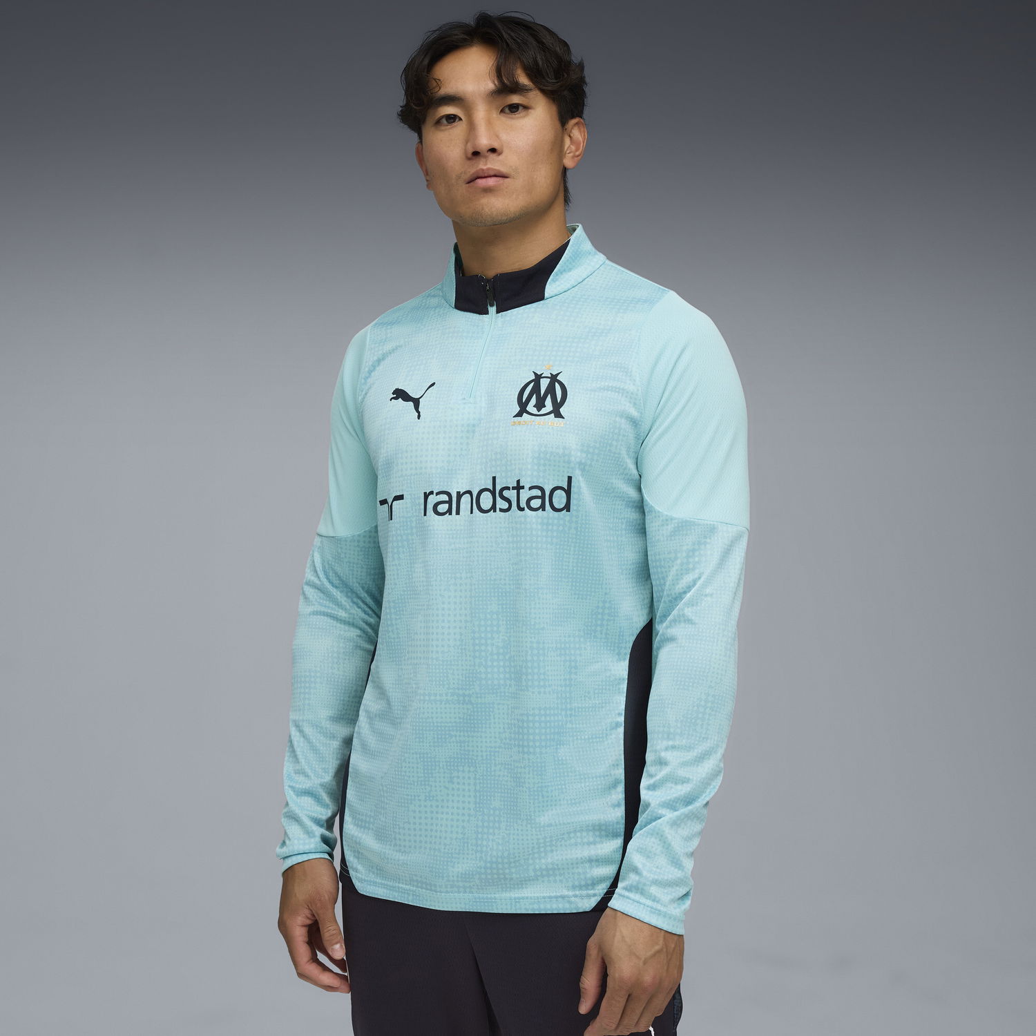 Mikina Puma Olympique de Marseille Men's Training Quarter-Zip Top Tyrkysová | 781534_21, 1