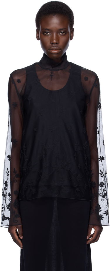 Košeľa TOTEME TOTEME Floral Tulle Mock Neck Blouse Čierna | 253-WRT0546-FB0431, 0