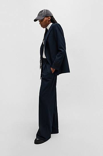 Nohavice BOSS Regular-Fit Pleated Trousers Navy | 50530103, 1
