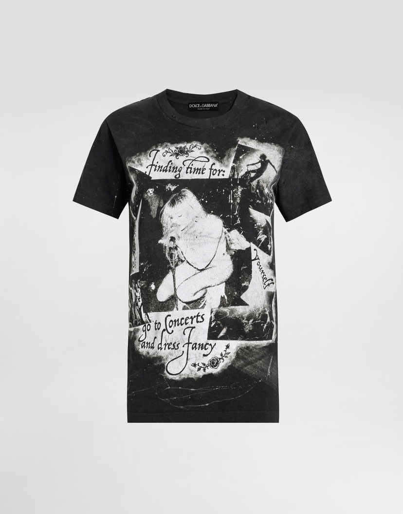 Tričko Dolce & Gabbana Dolce & Gabbana Printed Jersey T-Shirt Čierna | F8V90TGDDH4S9000