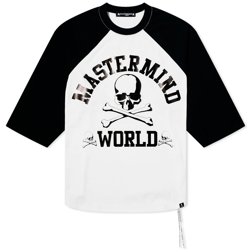 Tričko Mastermind WORLD Long Sleeve College Logo T-Shirt Biela | MW24S12-TS034-BKW