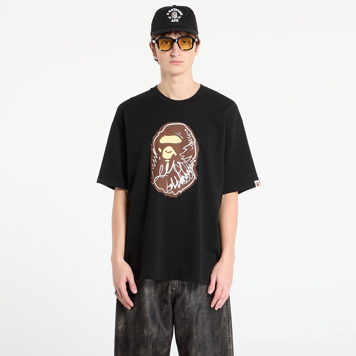 Tričko BAPE BAPE® x FOOTSHOP - Scribble Ape Tee UNISEX Black Čierna | 001TEL721324MBLK, 0