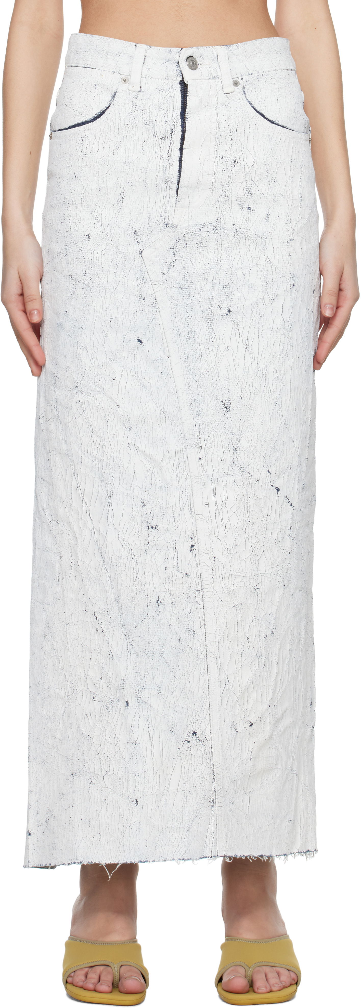 Sukňa Maison Margiela MM6 Maison Margiela Hand-Painted Denim Maxi Skirt Biela | S62MI0027 M30028, 0
