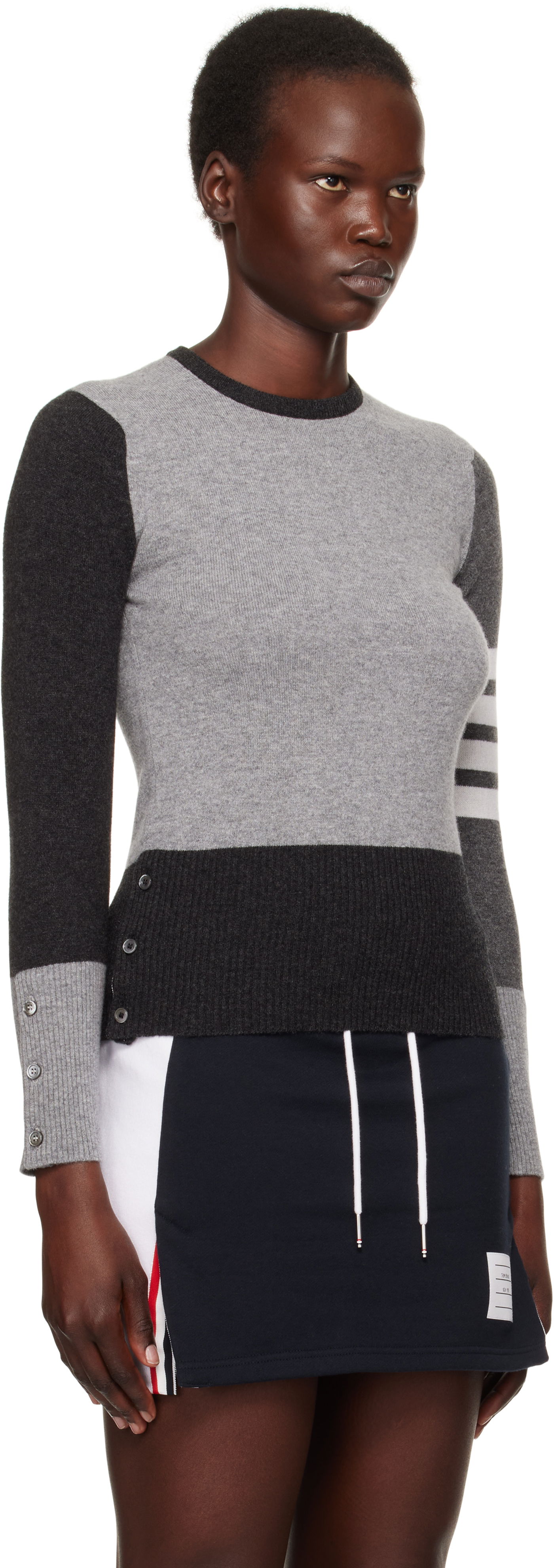 Sveter Thom Browne Colorblock Crew Neck Sweater Šedá | FKA001F-00011, 1